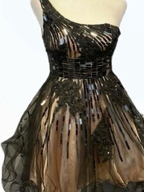 Dave and Johnny one shoulder dress embellished cocktail dress prom homecoming